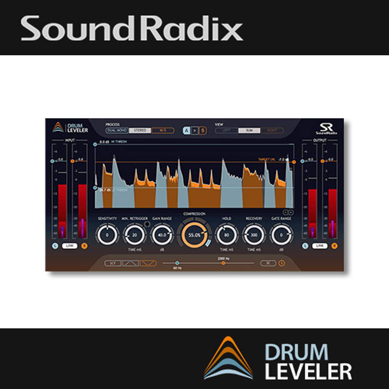 Sound Radix / Drum Leveler【★ビート検出機能を搭載したダウンワード・アップワードコンプレッサー/エクスパンダ―/ゲートプラグイン！★】