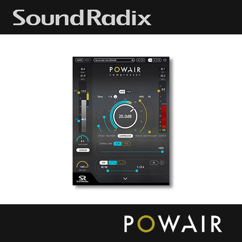 Sound Radix / POWAIR【★極限まで圧縮した場合でも原音の音色を維持しながら力強いダイナミクスを形作ることのできるコンプレッサープラグイン！★】