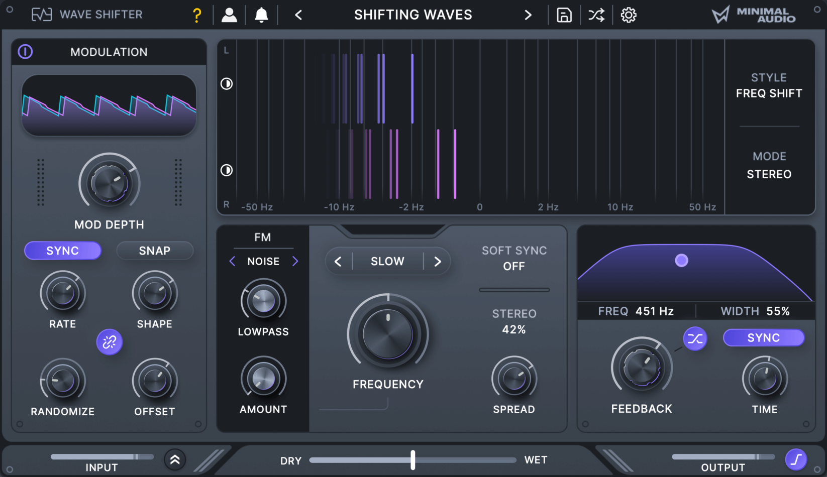 Minimal Audio / Wave Shifter =Warped Frequency Modulator=