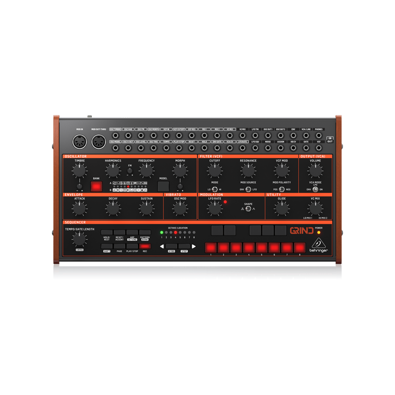 BEHRINGER / GRIND【★24種類のデジタルサウンドエンジン、アナログラダーフィルター、32ステップシーケンサーなどを搭載したハイブリッドセミモジュラーシンセサイザー！★】