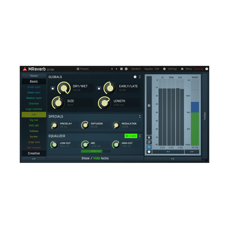 MeldaProduction / MReverb【★空間配置システムによる、簡単でよりリアルなリバーブ！★】【★MeldaProduction 週替わりセール！期間:~2025年8月9日11:59まで！！★】