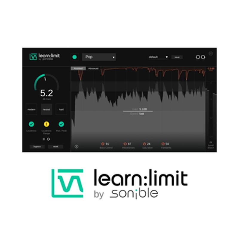 SONIBLE / learn:limit【★最適なリミッティングを自動で適用する、インテリジェントなリミッター！★】【★ミックスの学習をサポートする『learn:bundle』がリリース記念で75%OFF！キャンペーン期間:2025年10月6日(月)まで！！★】