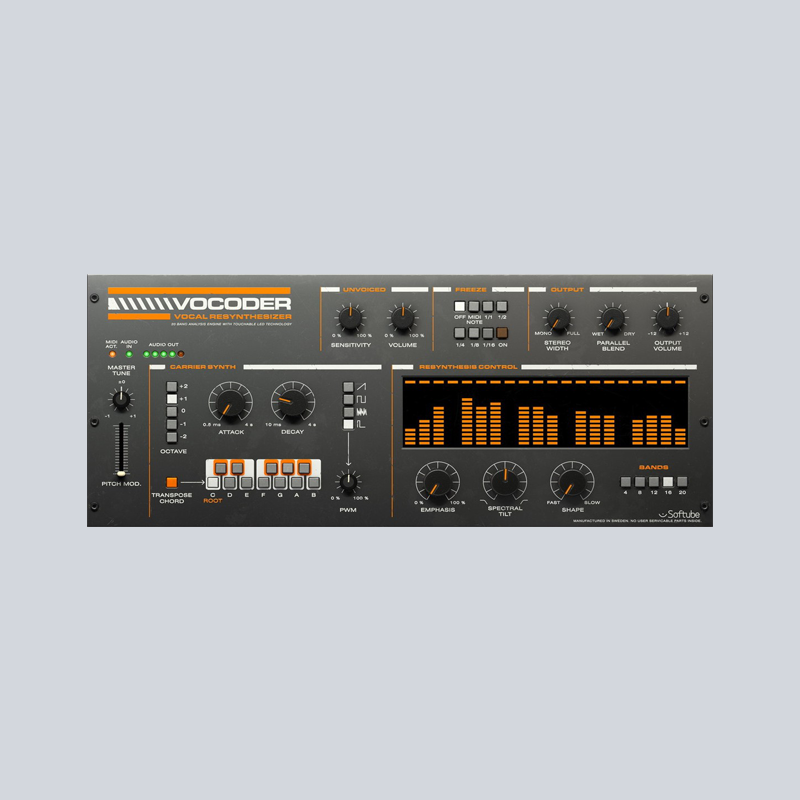 Softube / Vocoder【★Softubeが示すボーカル・リシンセサイザー！★】【★Softube 10月 インストゥルメントセール！期間:~2025年10月22日14:59まで！！★】